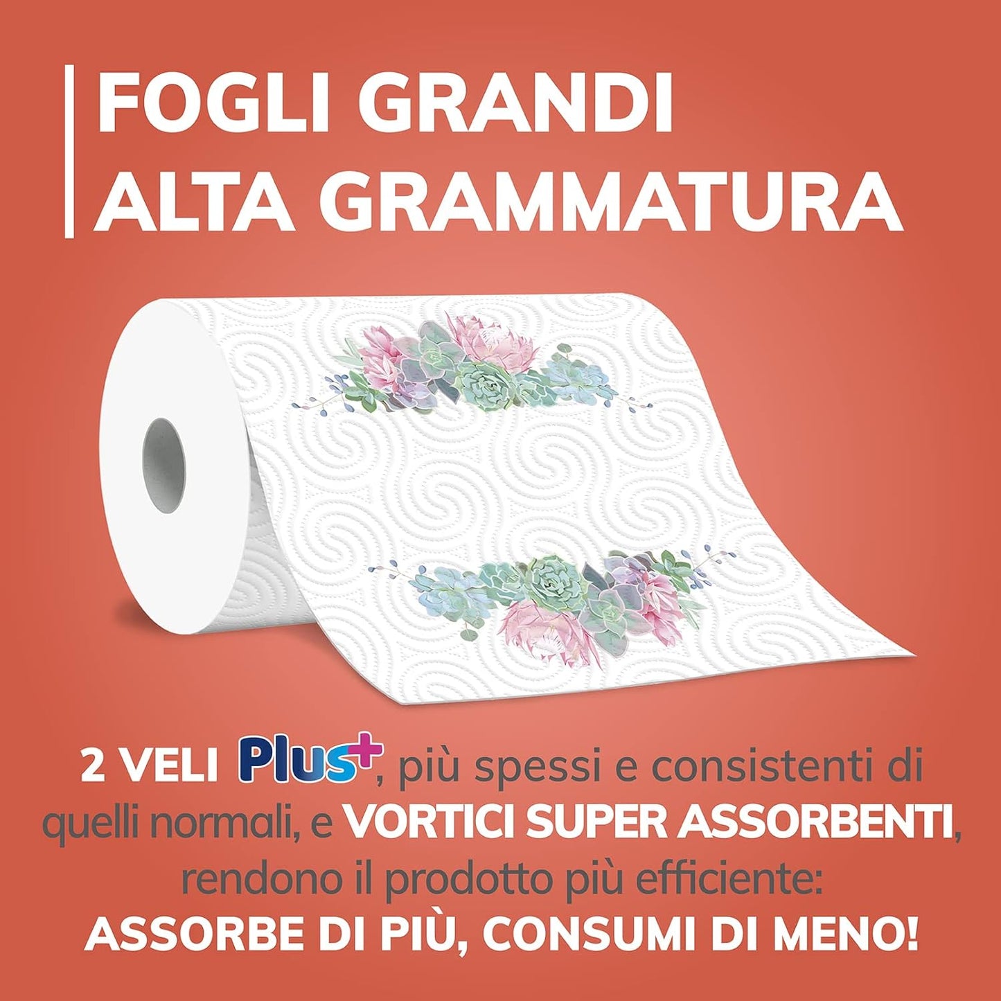 Foxy Asso Ultra | Asciugatutto 2 rotoli | Veli Plus+ Assorbenti e Resistenti | Decorato | Certificazione FSC |100% Energia elettrica rinnovabile| Confezione riciclabile prodotta con plastica riciclata