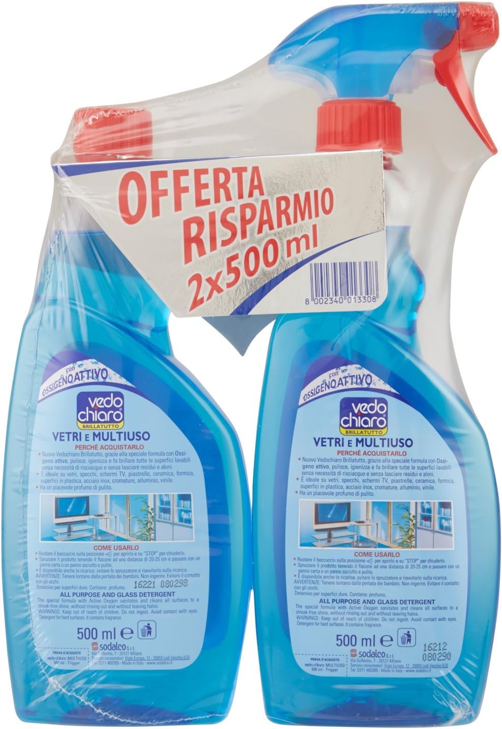 Vedo Chiaro Vetri Multiuso + Ricarica 500+500 ml