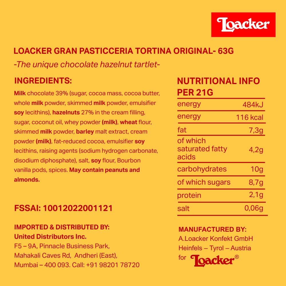 Loacker Gran Pasticceria Tortina Original 3 Pezzi ;63 gr