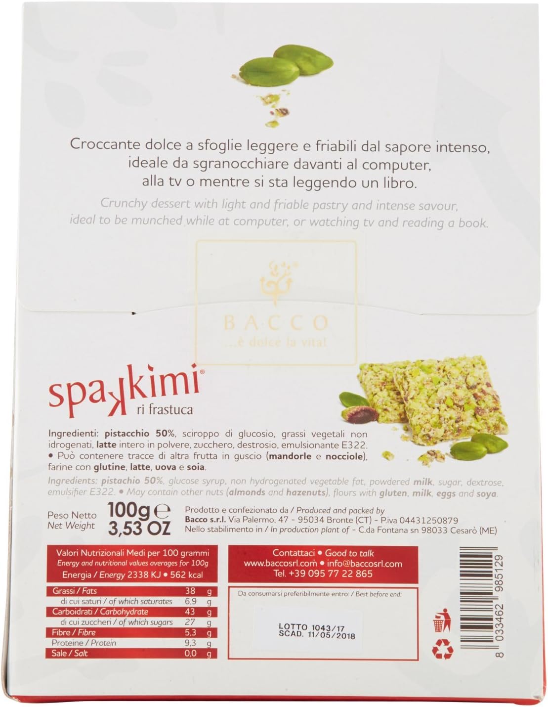 Bacco Spakkimi Croccante di Pistacchio - 100 g