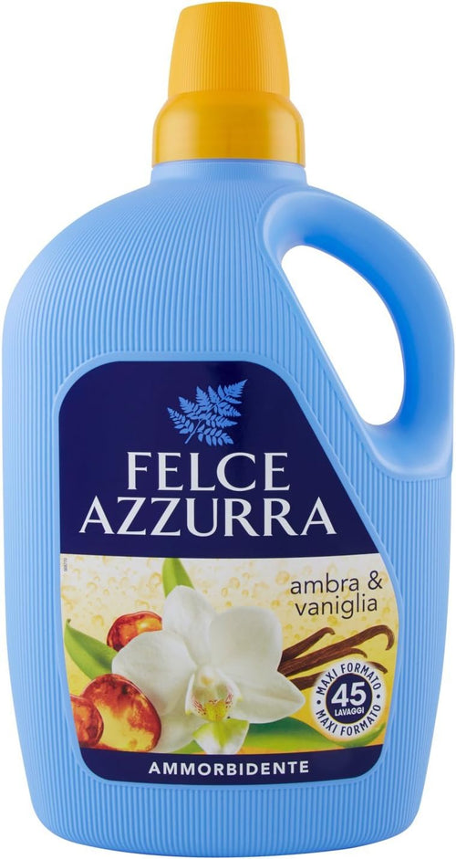 Felce Azzurra - Ammorbidente Diluito Ambra e Vaniglia, Profumo Avvolgente, Capi Morbidi - Maxi Formato 45 Lavaggi - 3000 ml