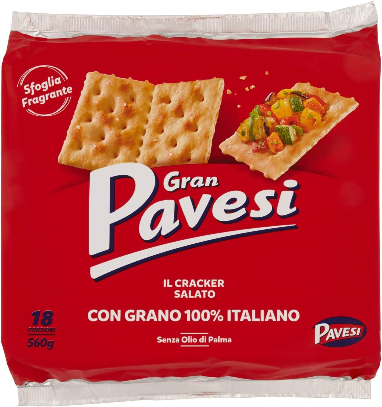 Gran Pavesi Cracker Salati I Classici, Senza Olio di Palma- 18 Pacchetti (560 g)