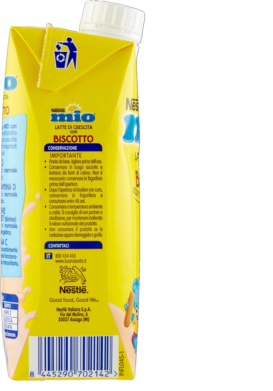 NESTLÉ MIO Latte di Crescita con Biscotto Liquido, Brick da 500 ml