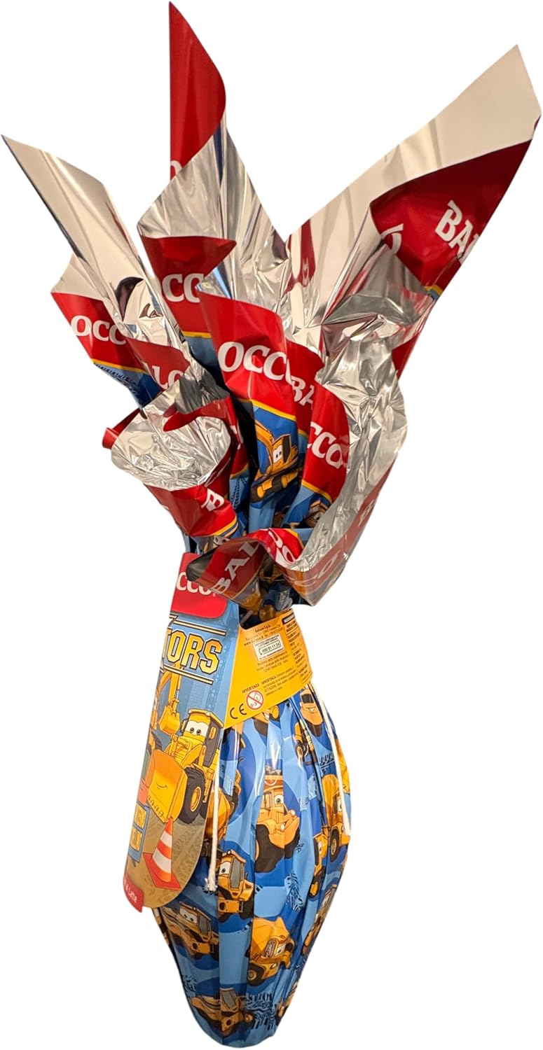 BaIocco Uovo di Pasqua Traktors 220g – Cioccolato al Latte con 1 Modellino Sorpresa all’Interno – Uovo per Bambini con Veicoli da Cantiere