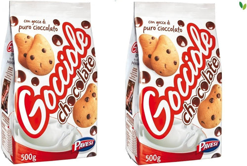 Pavesi: Biscotti "Gocciole al cioccolato" con gocce di cioccolato, senza olio di palma, 500 g, confezione da 2