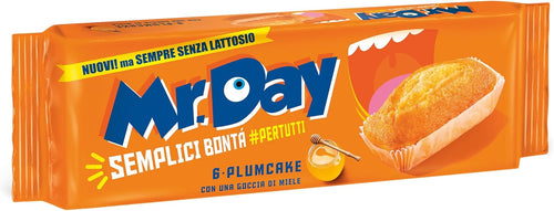 Mr.Day - Plumcake Classico con Yogurt Magro e Miele, Merendina Senza Lattosio e Senza Olio di Palma, Ideali per Colazione, Snack o Merenda, Confezione da 6 Merendine, 190 gr