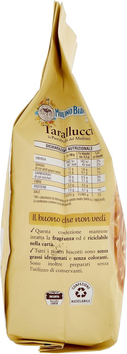 Mulino Bianco Biscotti Frollini Tarallucci, Colazione Ricca di Gusto, 800g