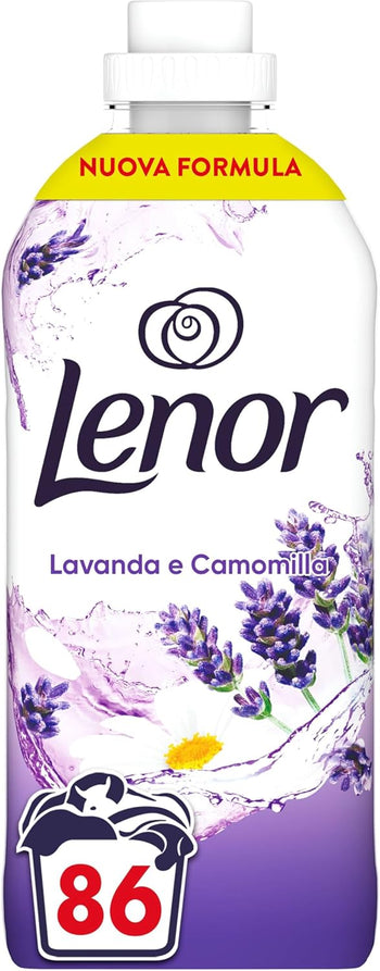 Lenor Ammorbidente Lavatrice Concentrato, 86 Lavaggi, Lavanda E Camomilla, Freschezza Di Lunga Durata E Morbidezza Di Origine Vegetale, Lenzuola Profumate Fino A 1 Settimana