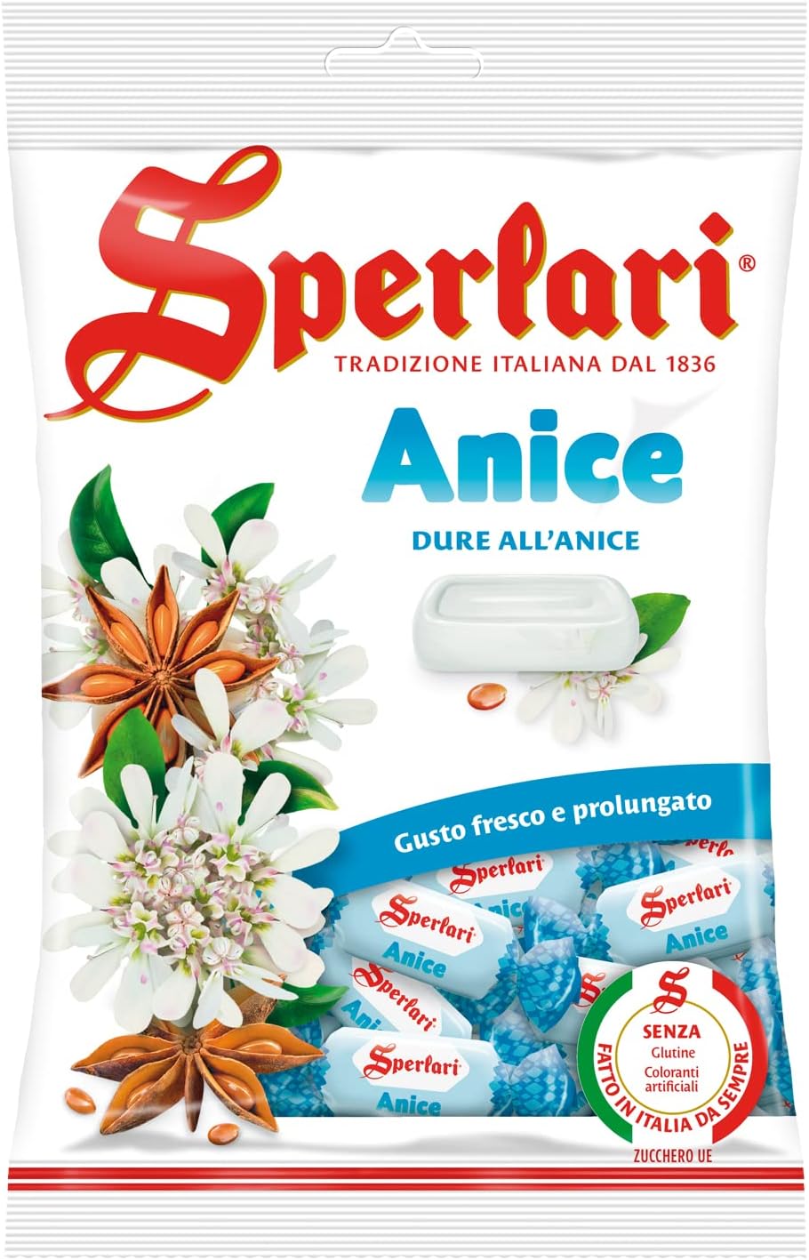 Sperlari - Caramelle Dure all'Anice, Gusto Fresco e Prolungato, Senza Glutine - Sacchetto da 200 gr