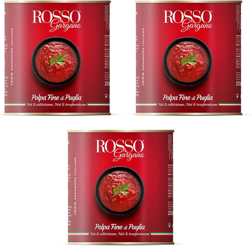 Rosso Gargano Polpa Fine Di Puglia Da Pomodori Pugliesi 3 Barattoli 4050 Gr