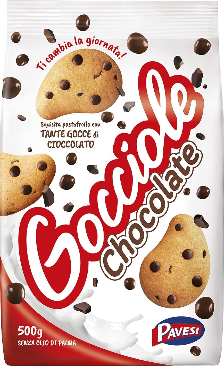 Pavesi Gocciole - Biscotti Italiani con Gocce di Cioccolato - 12 Confezioni da 500 g