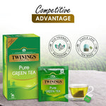 Twinings Pure Green Tea, 25 bustine di tè, tè verde, perfettamente bilanciato e rinfrescante, 50 g