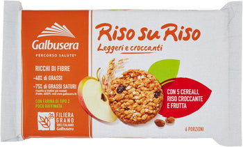 Galbusera - Riso su Riso, Biscotto con Cereali, Riso e Frutta - 6 confezioni da 6 pezzi da 40 g [36 pezzi, 1440 g]