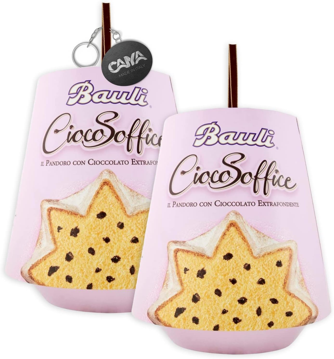 2X Pandoro Ciocosoffice con Gocce di Cioccolato Extra Fondente, confezione per bauli 750g - Novita 2022 [2 Pezzi]