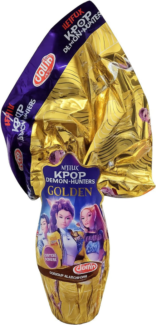 Dolfin Uovo di Pasqua Netflix K-Pop Demon Hunters Golden 250 g Finissimo Cioccolato al Latte Senza Glutine con Sorprese Iconiche Idea Regalo Pasquale per Fan e Collezionisti