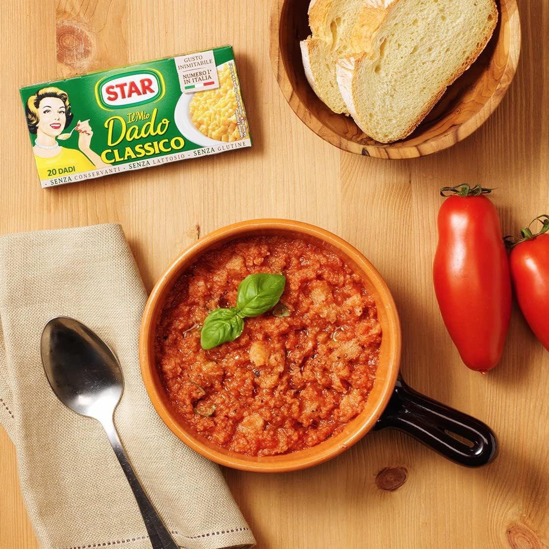 STAR Il Mio Dado Classico, Ricco di Sapore, Verdure e Olio Extravergine d'Oliva, 20 Dadi, 200gr, senza conservanti, senza lattosio e senza glutine. Ottimo insaporitore per ogni ricetta.