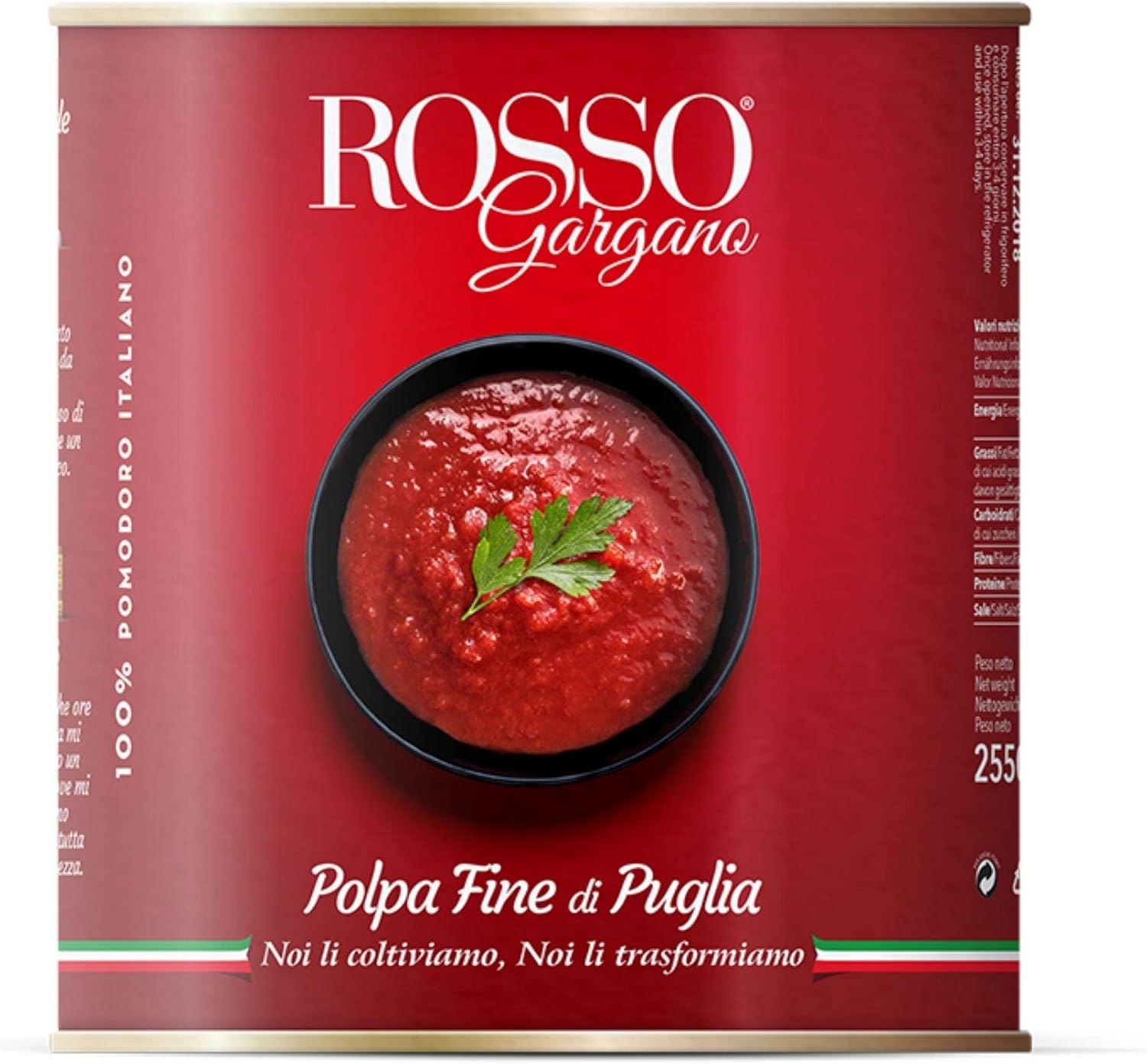 Rosso Gargano Polpa Fine Di Puglia Da Pomodori 100% Italiani Barattolo 4050 Gr