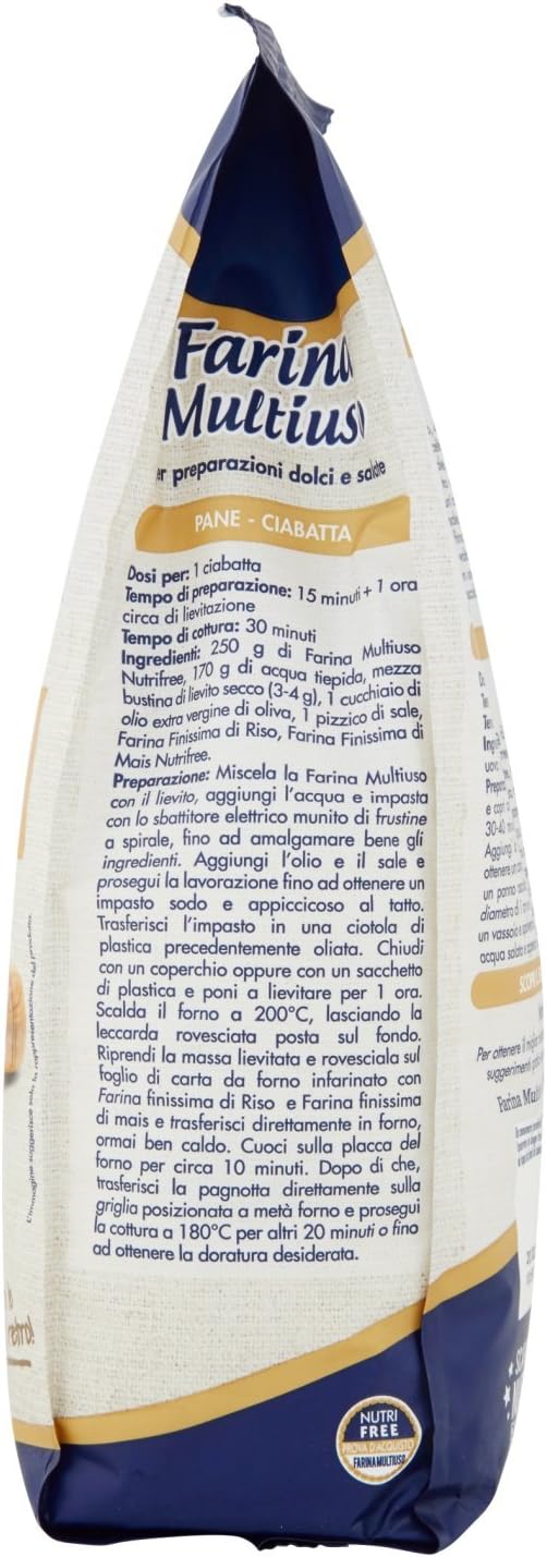 Nutri Free Farina Multiuso a Crudo- 3 Confezioni da 1000 g, Senza glutine, gusto originale