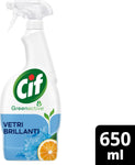 Cif Vetri Brillanti, Spray Vetri con Olio Essenziale di Arancia, 650 ml, Pulizia di Vetri e Superfici, Agenti Pulenti di Origine Naturale, Oli Essenziali, Non Lascia Residui Chimici Aggressivi