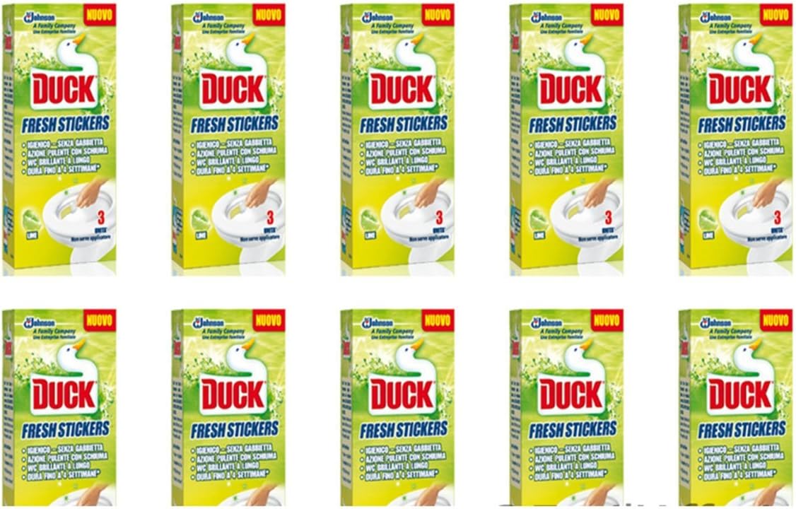 10 X Duck Fresh Stickers Lime deodorante WC per prevenire germi e calcare