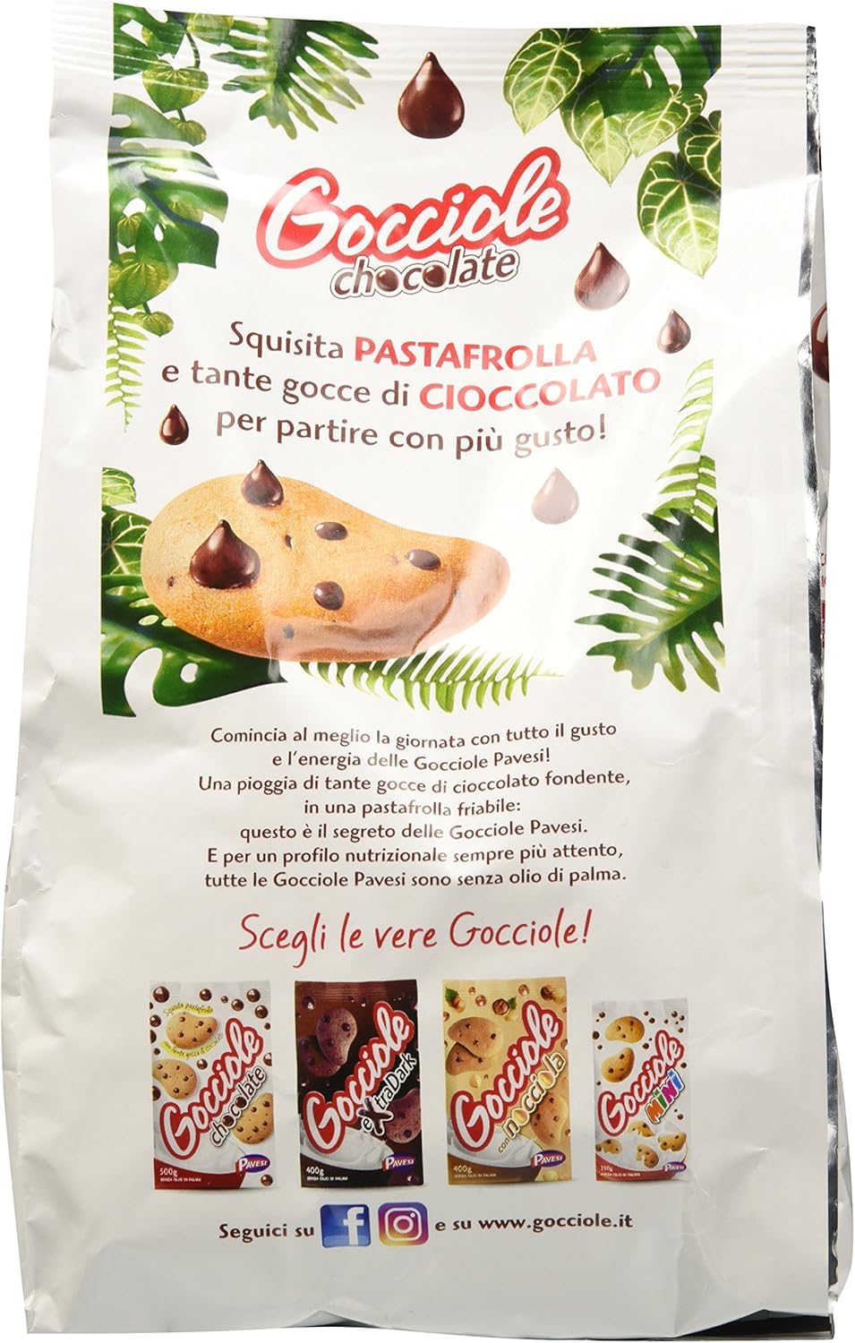 Pavesi Biscotti Frollini Gocciole Cioccolato, 12 Pack da 500 g