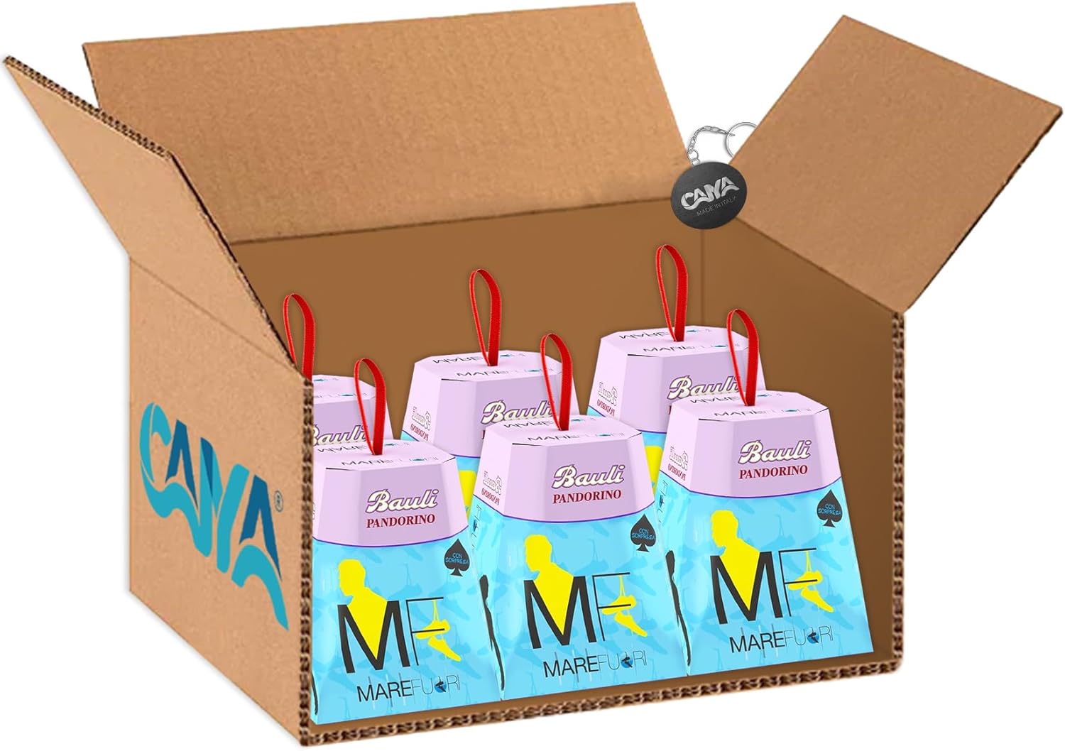 Bauli Mini Pandoro Mare Fuori Pandorino Soffice con Sorpresa 90g [RASPADA® BOX da 6 Pandorini]