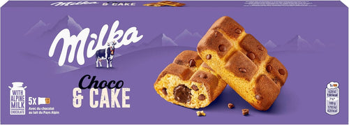 Milka, Cake & Cioc, Tortina Soffice e Golosa con Farcitura di Crema e Golose Pepite di Cioccolato al Latte Milka, con Latte Alpino, Cacao Sostenibile, 175g (5 merende da 35g)