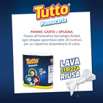 Tutto Pannocarta 3 in 1, 2 Rotoli di Carta Multiuso, 1 Velo, 48* strappi, Extra Assorbente, Lavabile e Riutilizzabile più di 20 Volte, 100% Made in Italy