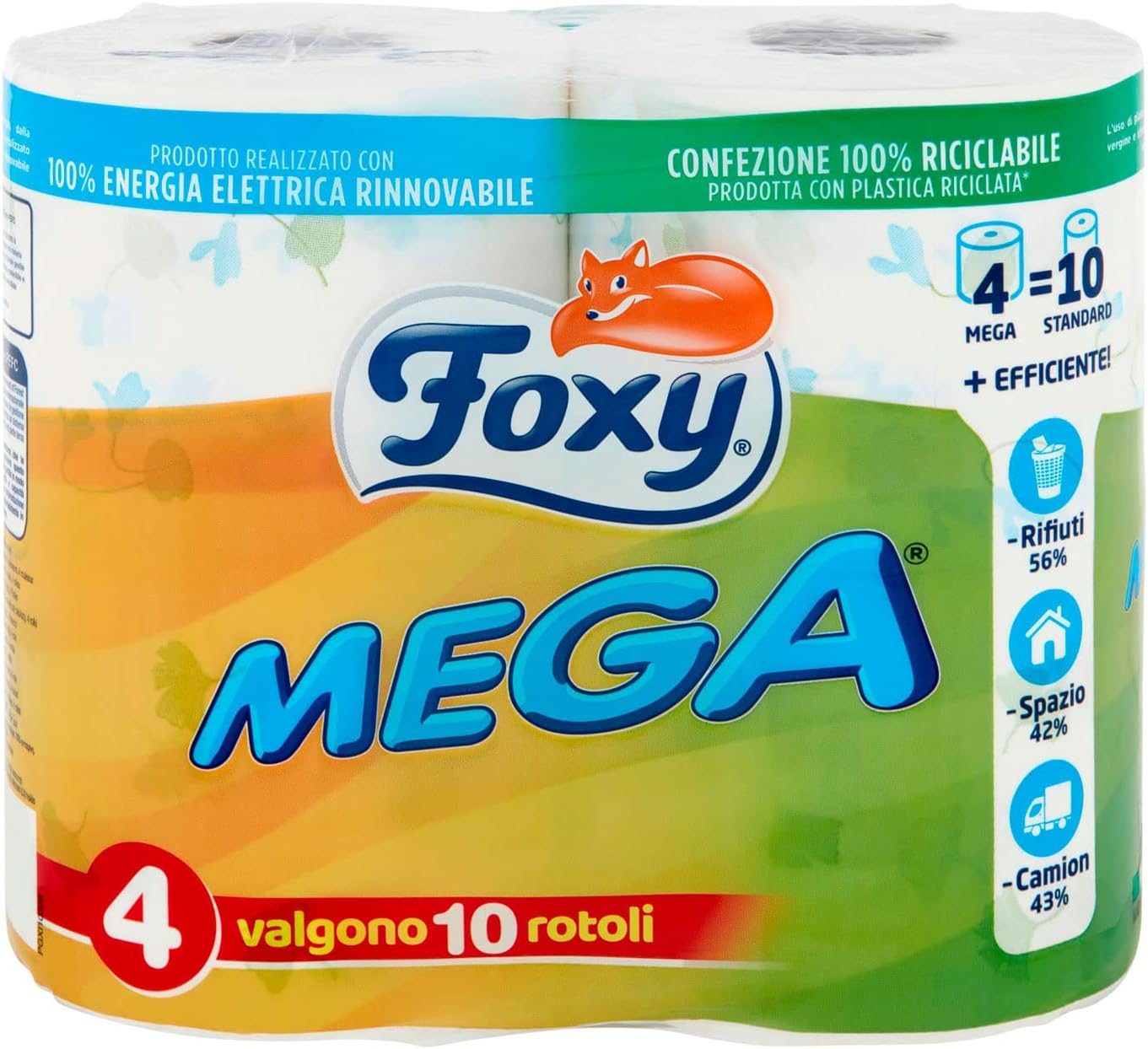 Foxy Carta Igienica Mega Decorata, Confezione da 4