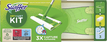 Swiffer Lavapavimenti, 1 Scopa E 8 Panni Microfibra Catturapolvere Dry E 3 Panni Wet, Cattura Polvere E Sporco Con I Suoi Panni In Microfibra, Lava Pavimenti Casa, Rimuove Sporco E Batteri