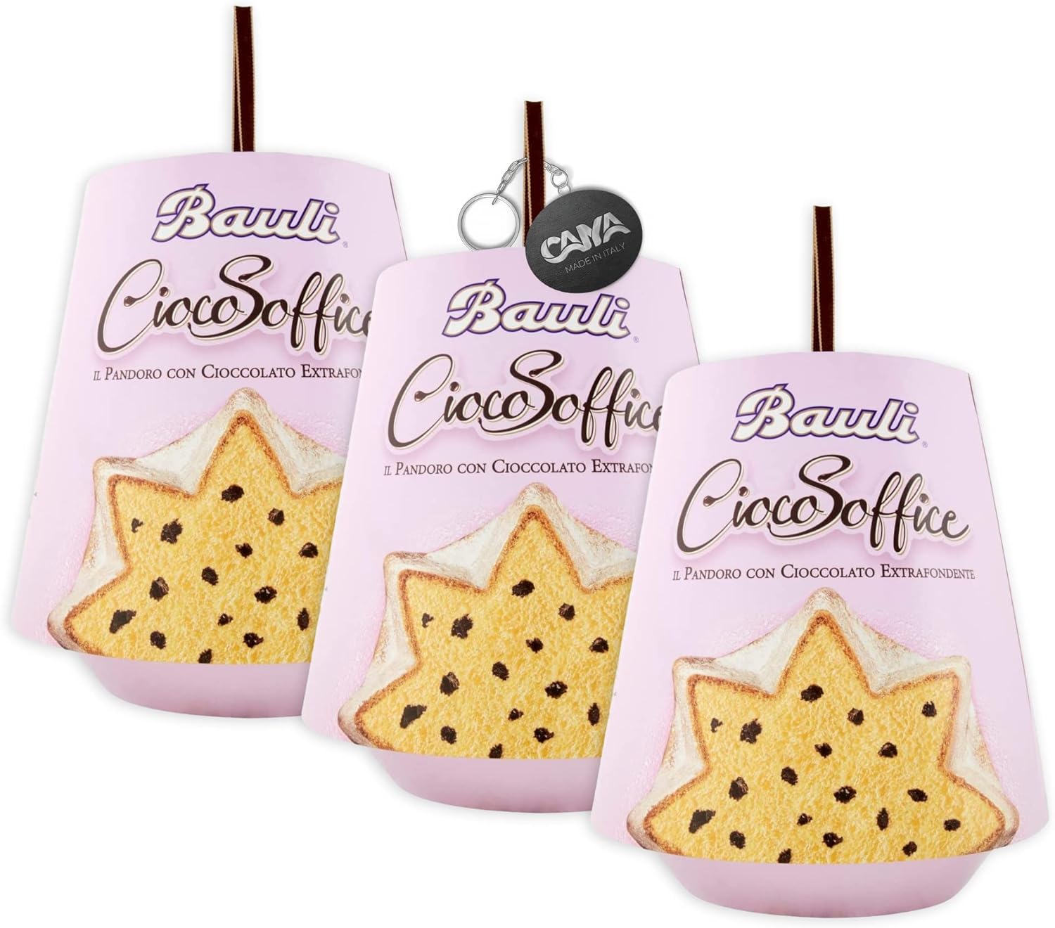 3X Pandoro Ciocosoffice con Gocce di Cioccolato Extra Fondente, confezione per bauli 750 g - Novita 2022 [3 Pezzi]