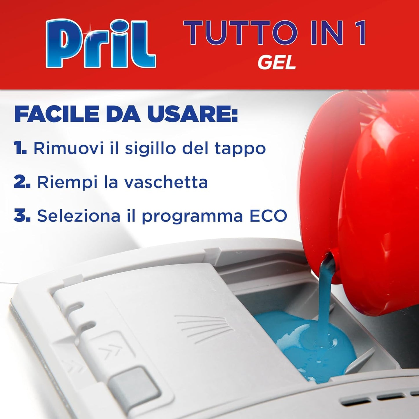 Pril Gel All In One Limone & Lime, Detersivo Lavastoviglie Liquido Multi-Azione Sporco Difficile, Confezione da 35 Lavaggi