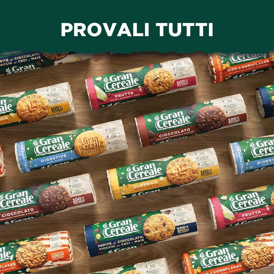 Gran Cereale Biscotti Gran Cereale al Cioccolato, Biscotti dal Gusto Pieno Ricchi di Fibra e Fosforo - 230 g