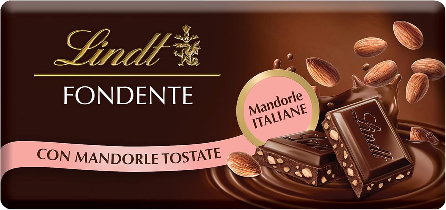 Lindt Tavoletta Classica Cioccolato Fondente con Mandorle, formato 100g