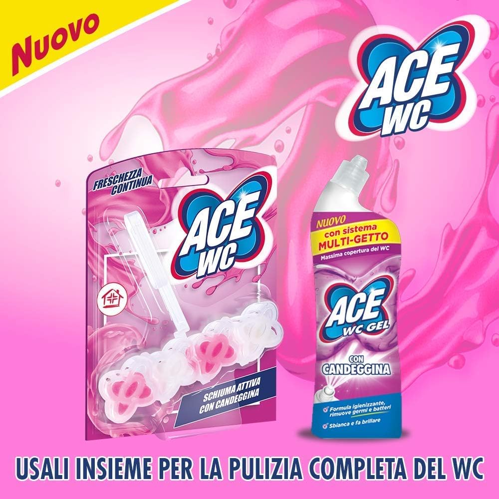 ACE WC Freschezza Continua - Schiuma Attiva con Candeggina, 1 pezzo