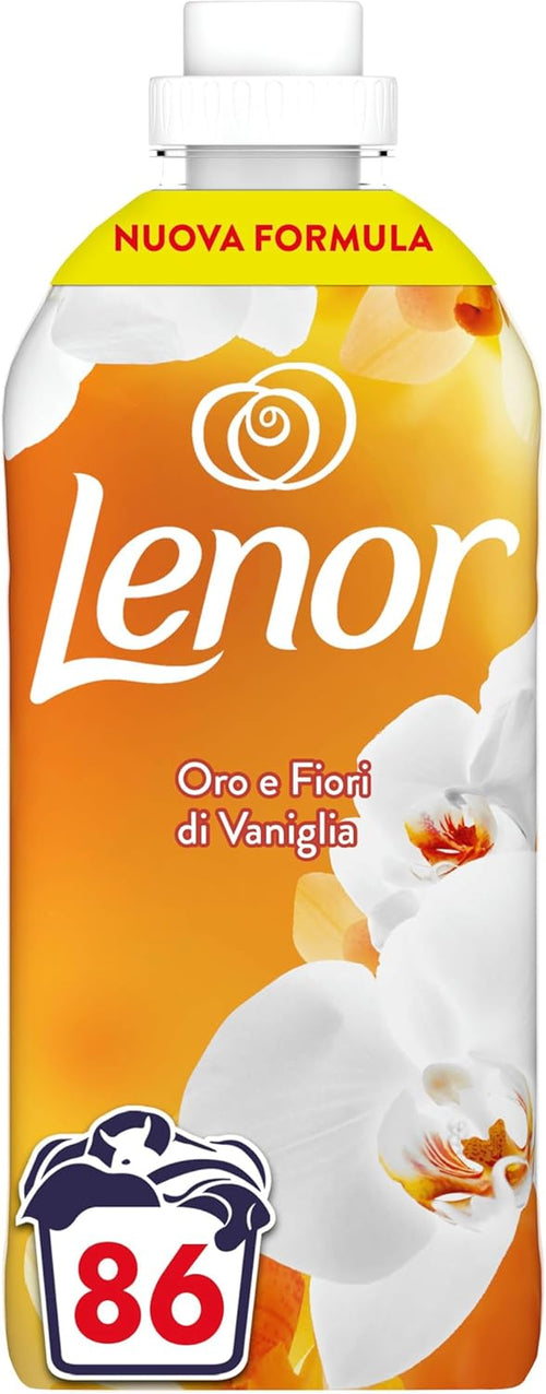 Lenor Ammorbidente Lavatrice Concentrato, 86 Lavaggi, Oro E Fiori Di Vaniglia, Nuova Formula 3x Profumo Più Duraturo