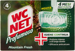 Wc Net - Tavoletta Profumoso Igiene Continua, Detergente Igienizzante Solido per WC, Azione Anticalcare e Profumo Intenso, Fragranza Mountain Fresh, 4 Pezzi