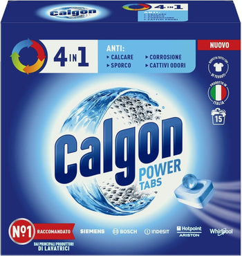 Calgon Tabs 4 in 1 Anticalcare Lavatrice, Confezone da 15