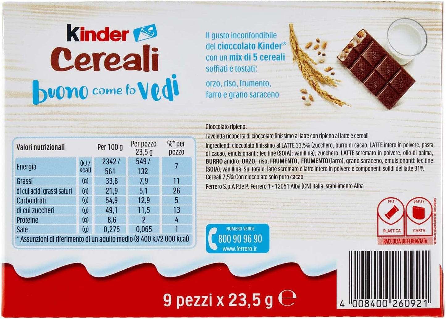 Kinder Snack Cereali T9, 211g