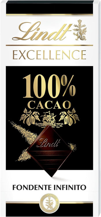 Lindt Excellence Tavoletta di Cioccolato Fondente 100% Cacao, Confezione da 50g