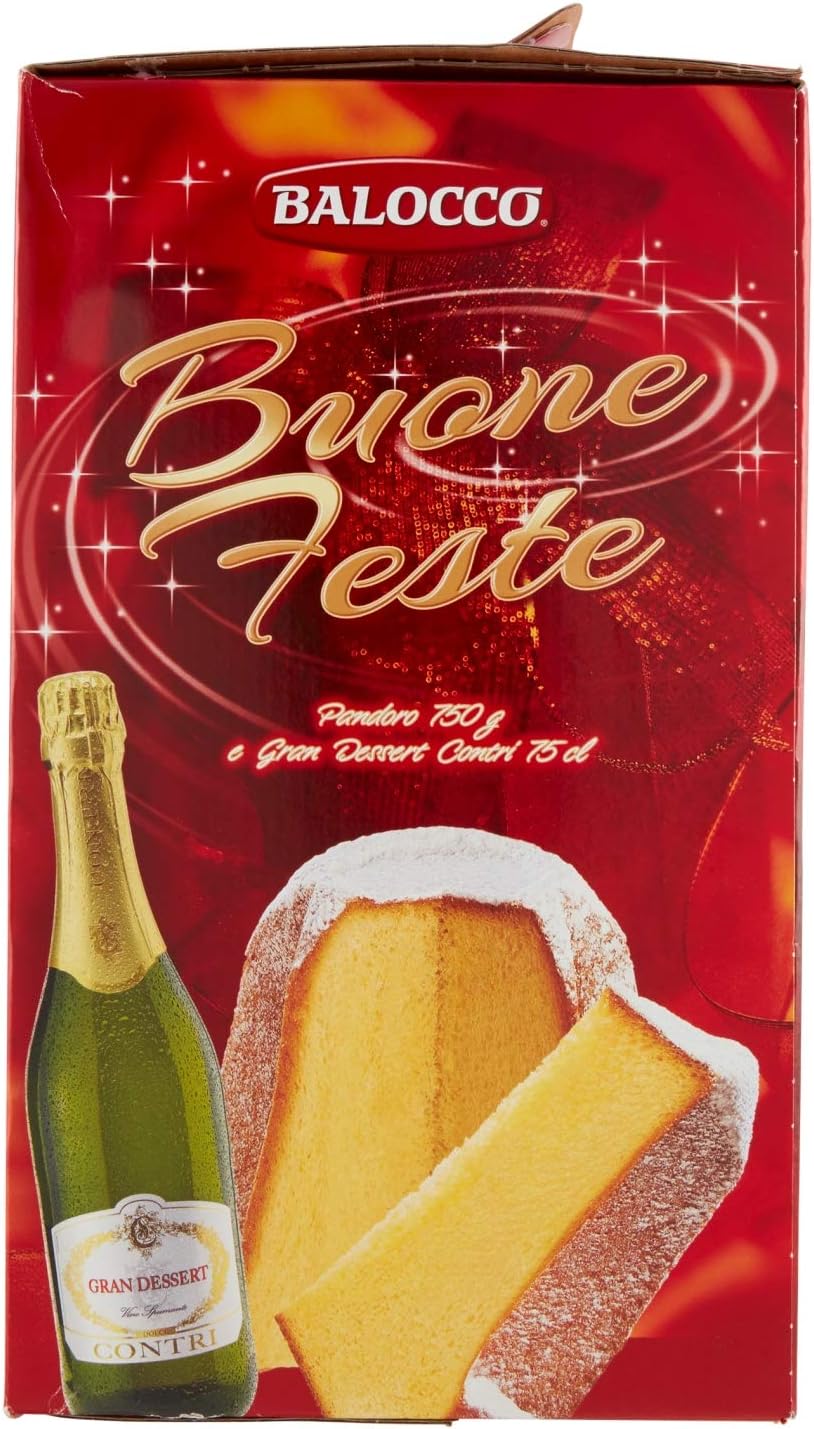 Balocco Buone Feste Pandoro 750g e Gran Dessert contri, 75cl