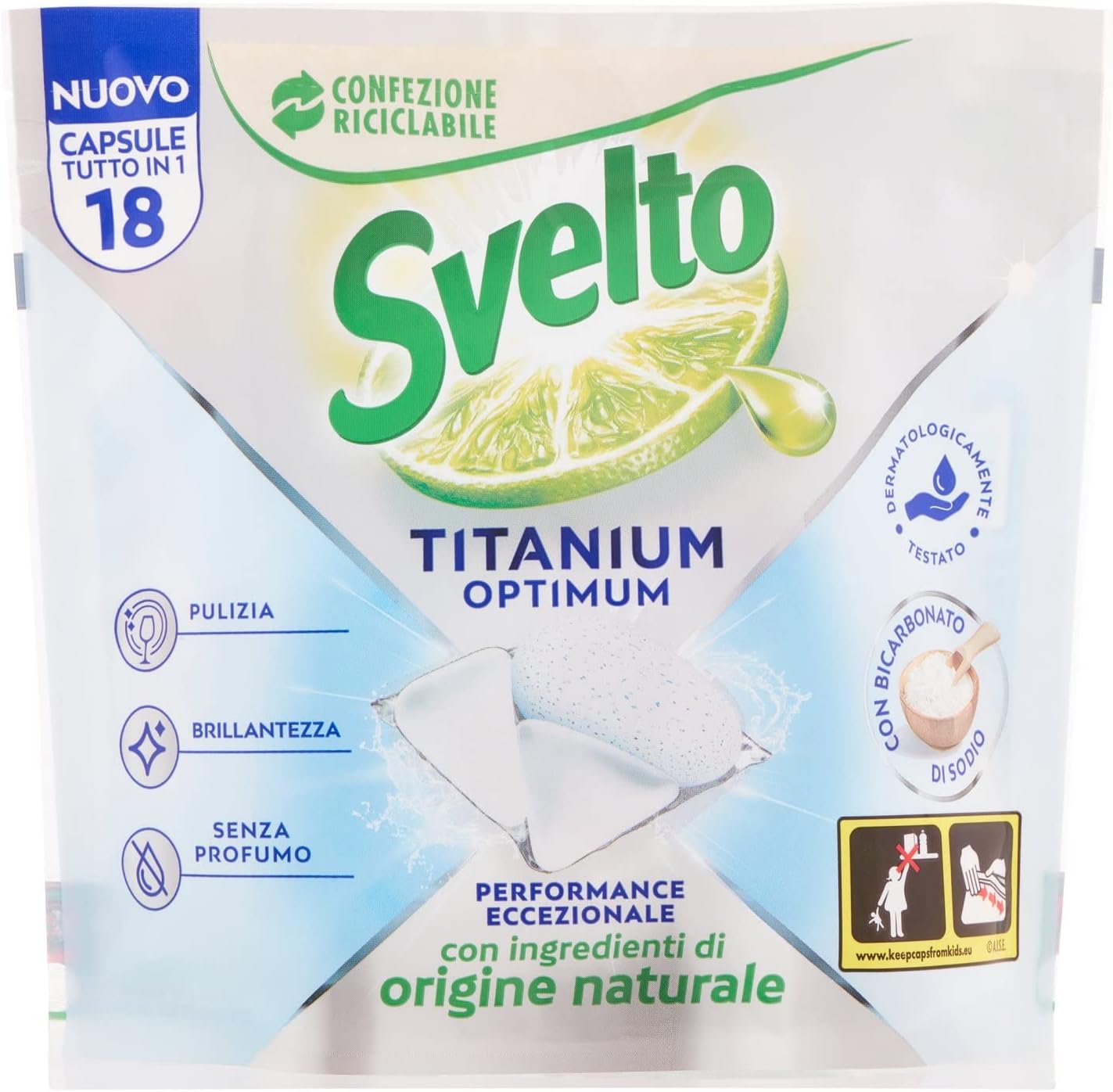 Svelto Pastiglie per Lavastoviglie Titanium Optimum Bicarbonato, 261g