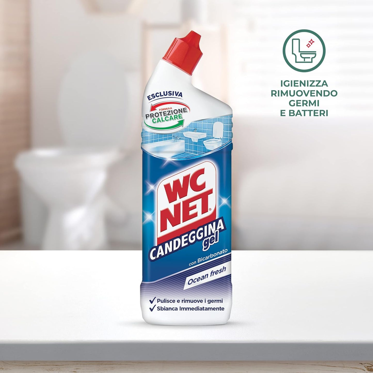 Wc Net - Candeggina Gel Extra White, Detergente per Sanitari e Superfici, Essenze Assortite a Seconda della Disponibilità, 700 ml