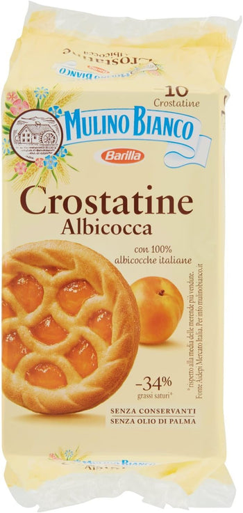 Mulino Bianco Crostatine con Confettura di Albicocca - Colazione e Snack Dolce per Merenda - 10 Crostatine