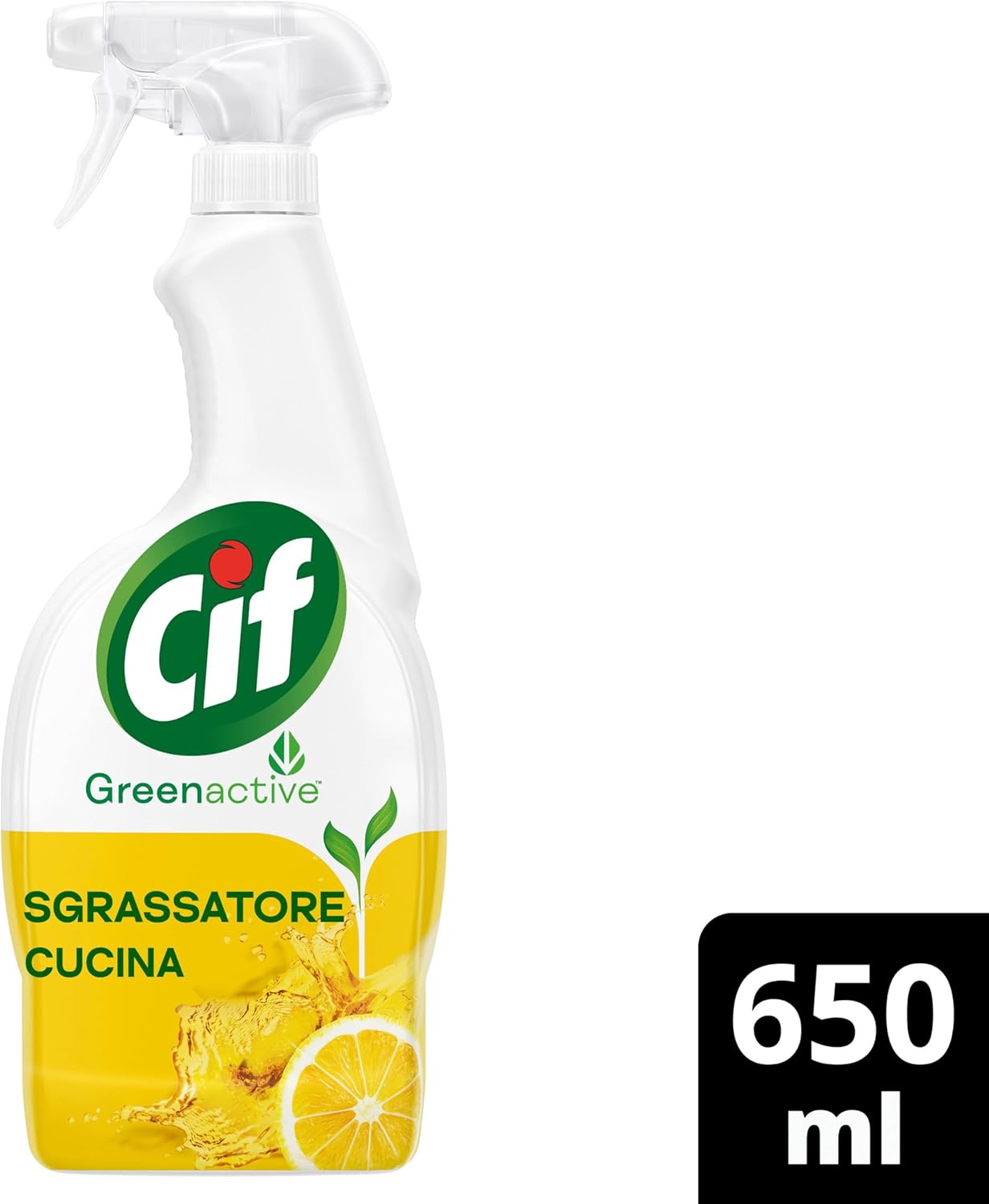 Cif Sgrassatore Cucina, Sgrassatore Universale con Olio Essenziale di Limone, 650 ml, per Piani a Induzione, Fornelli e Piastrelle della tua Cucina, 100% Agenti Pulenti di Origine Naturale