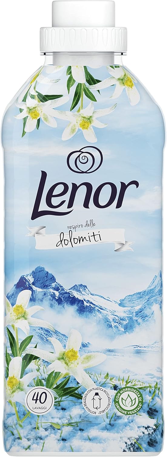 Lenor Ammorbidente Lavatrice Concentrato, 40 Lavaggi, Atmosfere D'Italia Dolomiti, Freschezza Di Lunga Durata E Morbidezza Di Origine Vegetale, Lenzuola Profumate Fino A 1 Settimana