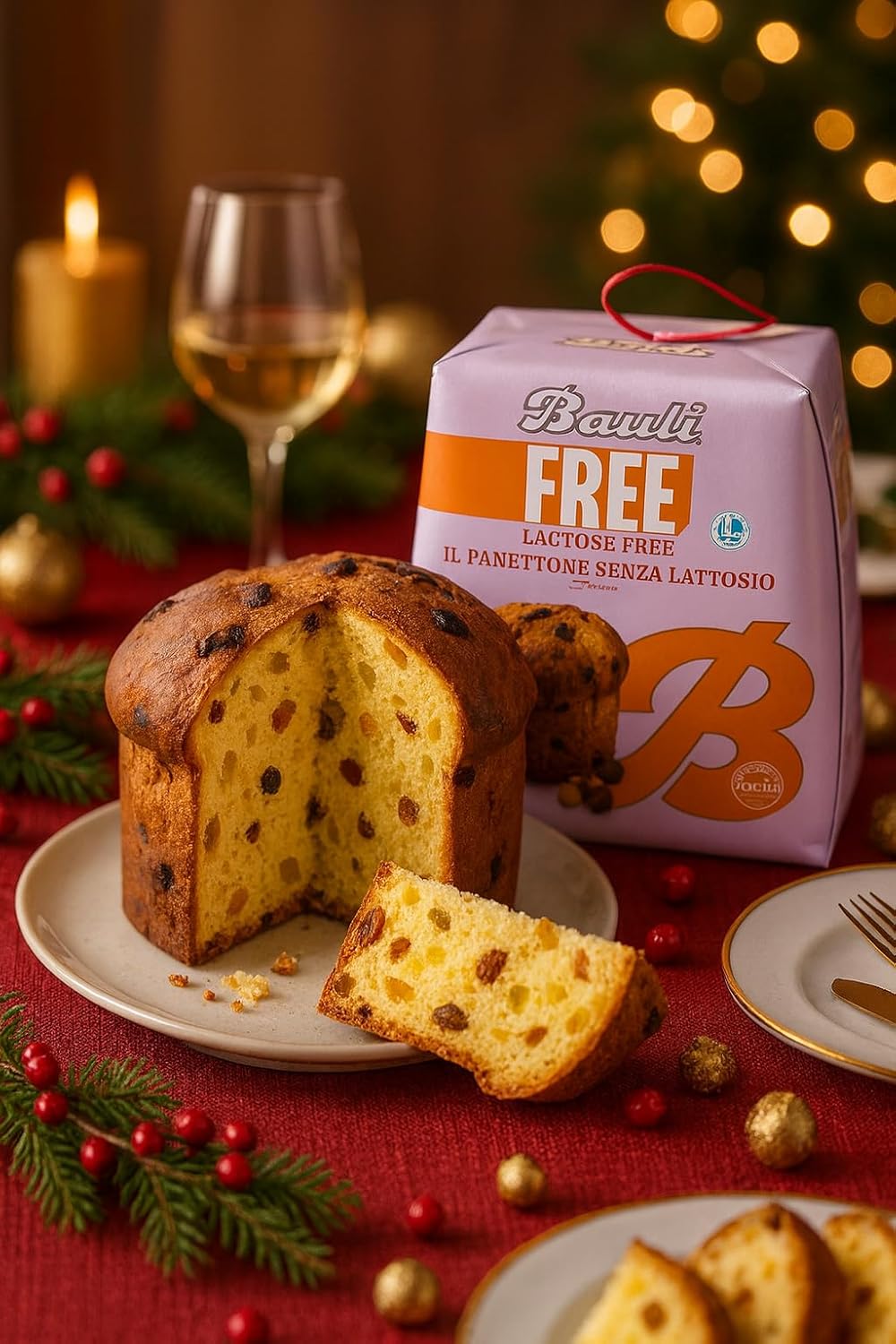 Panettone Senza Lattosio 700 gr – Panettone Classico Italiano Lactose Free, Soffice e Profumato con Uvetta e Canditi, Ideale per Intolleranti al Lattosio e per le Feste Natalizie Compatibile Per Bauli