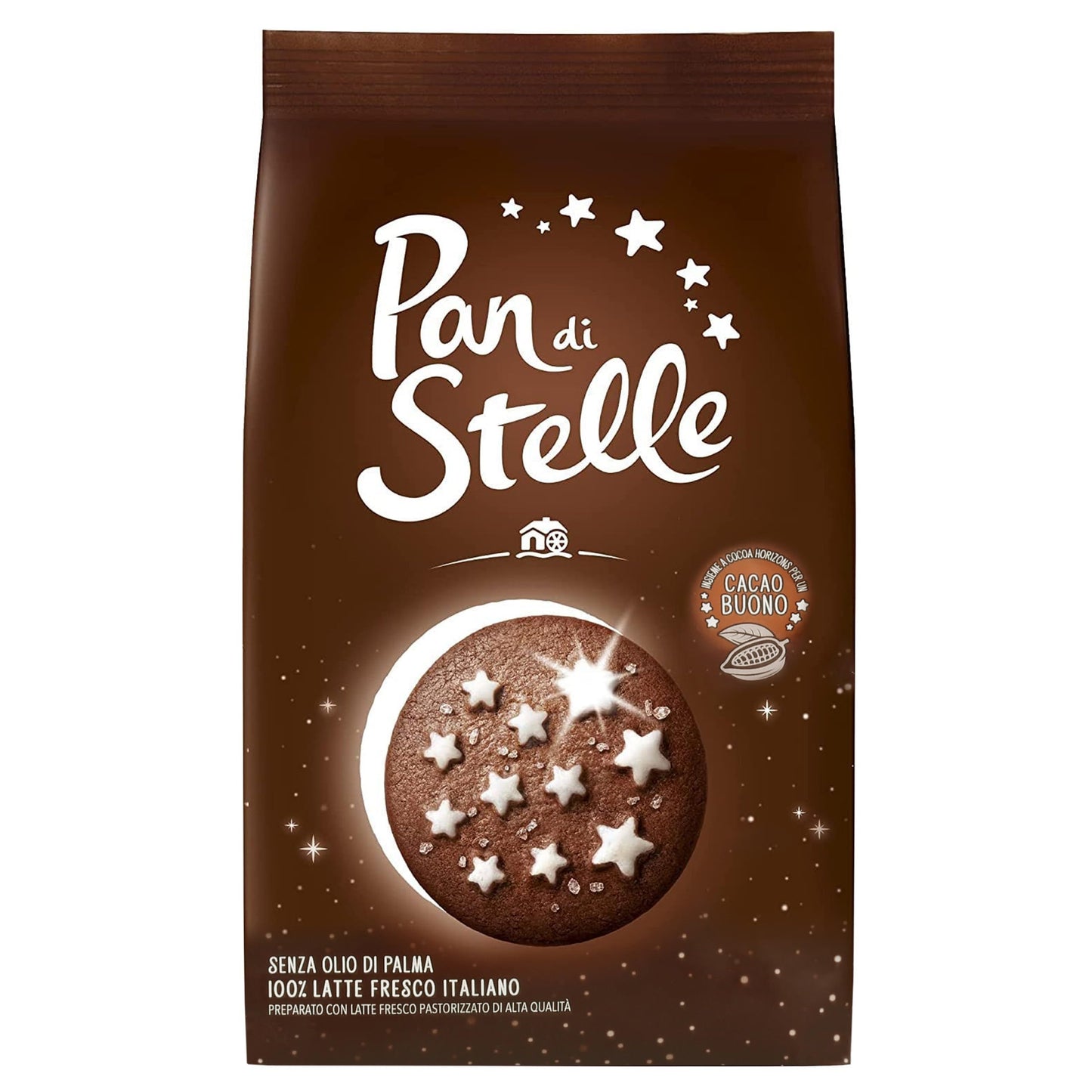 MULINO BIANCO Pan di stelle - Biscotti italiani al cioccolato con stelle glassate 350g x 12 parcelle (Pan di stelle, x12)