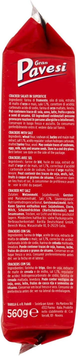 Gran Pavesi Cracker Salati I Classici, Senza Olio di Palma- 18 Pacchetti (560 g)