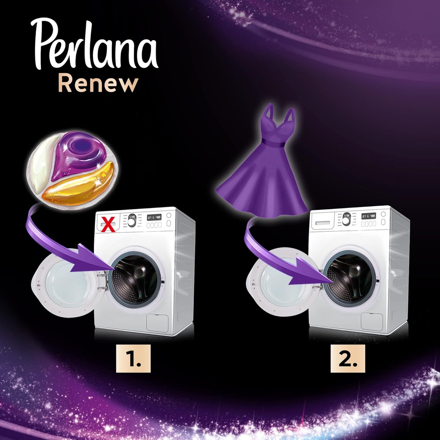 Perlana Renew Caps Neri, detersivo lavatrice capsule, nuova formula 3in1, ideale per tutti i capi scuri, confezione singola da 18 lavaggi